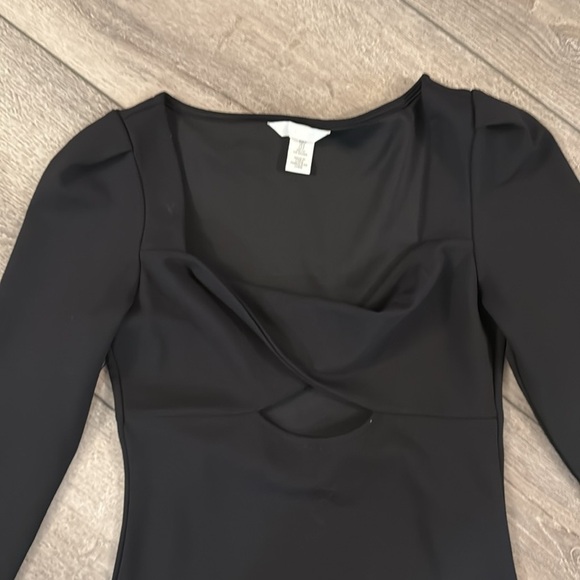 H&M black midi dress bodycon cutout size small - Picture 3 of 5